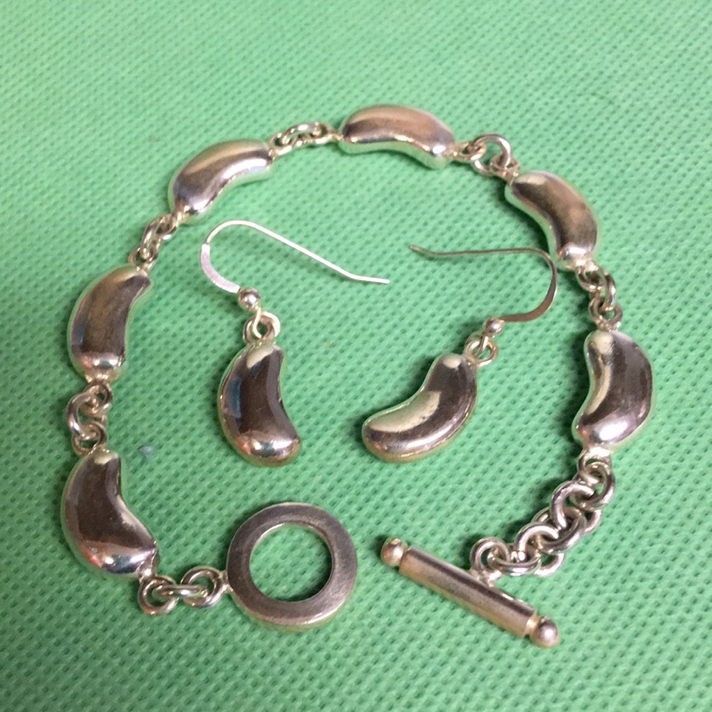 Louisiana Red Beans Sterling Silver BraceletEarrings 100$